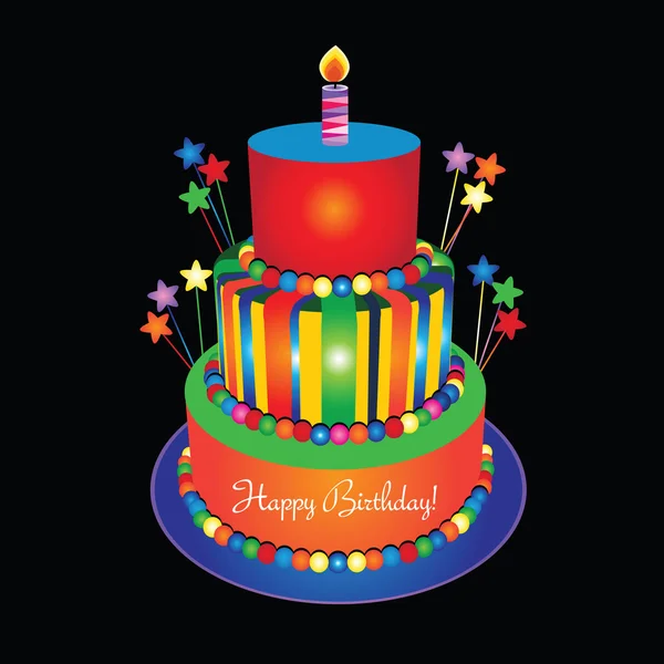 Vektor-Geburtstagskarte - Vektor-Geburtstagstorte - alles Gute zum Geburtstag — Stockvektor