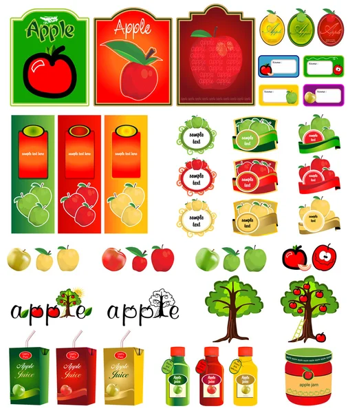 Vector manzana conjunto — Vector de stock