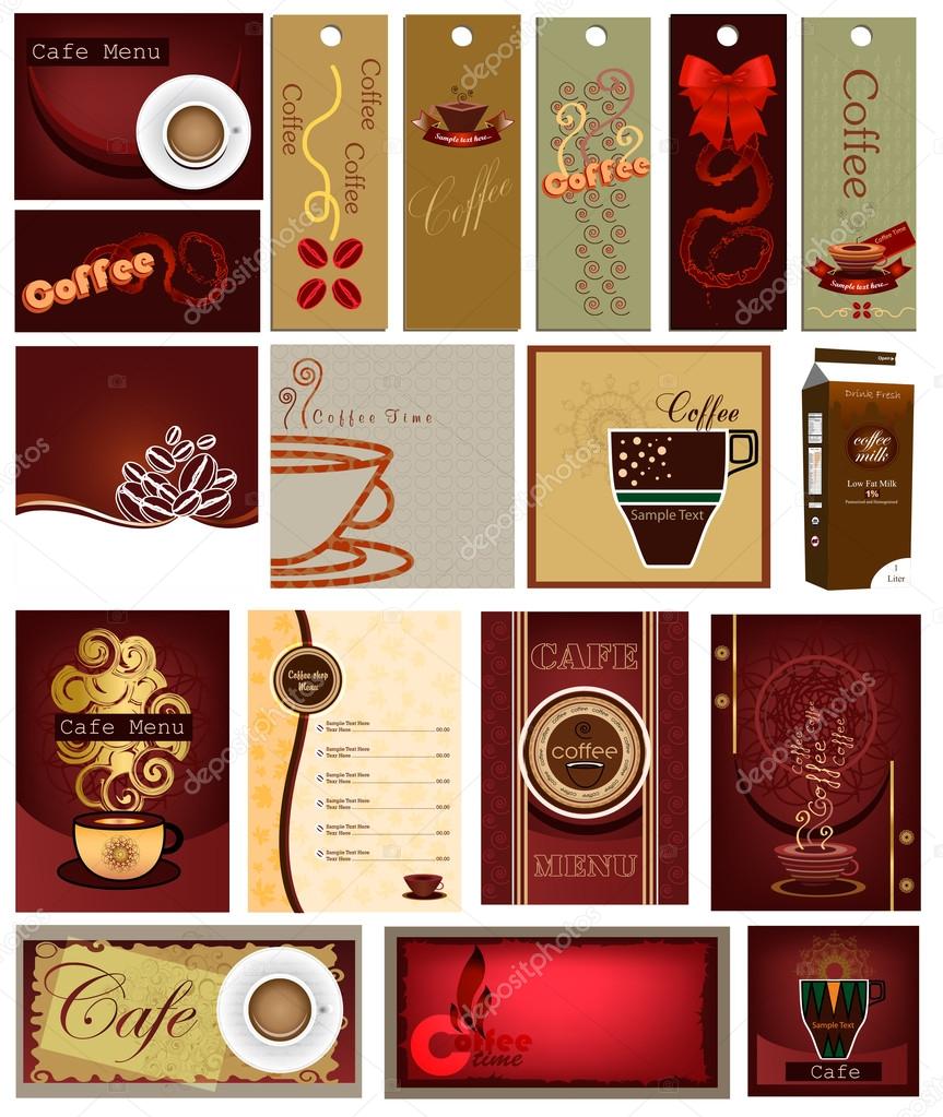Vector set of modern posters with coffee backgrounds. Trendy hipster templates for flyers, banners, invitations, restaurant or cafe menu design.