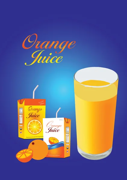 Vektor jus jeruk pack 3d dengan potongan oranye terisolasi vektor ilustrasi - Stok Vektor