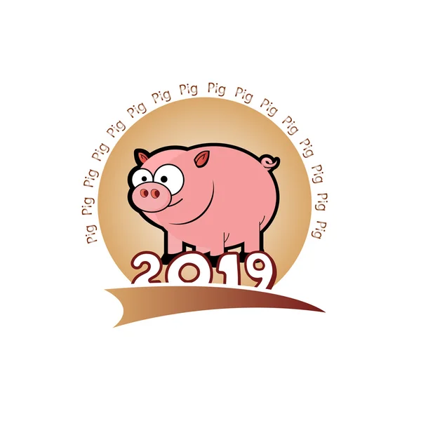 Vetor porco o símbolo do ano 2019 — Vetor de Stock