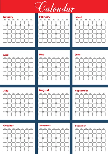 Vektor leerer Kalender — Stockvektor