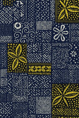 Modern ve orijinal dalma boyası, kravat boyası, batik ve yüksek çözünürlüklü beyaz tuval üzerinde shibori deseni.