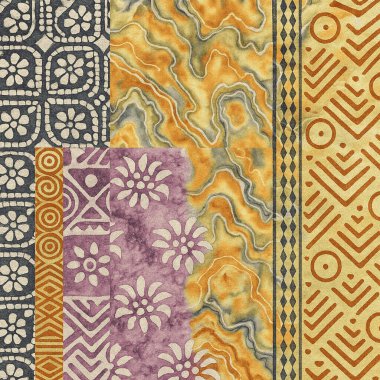 Modern ve orijinal dalma boyası, kravat boyası, batik ve yüksek çözünürlüklü beyaz tuval üzerinde shibori deseni.