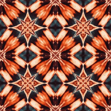 Geometrik batik, yüksek çözünürlüklü beyaz tuval üzerinde boya ve shibori deseni