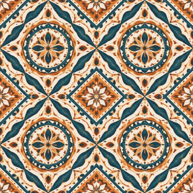 Geometrik batik, yüksek çözünürlüklü beyaz tuval üzerinde boya ve shibori deseni