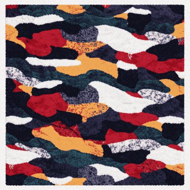 Geometrik batik, yüksek çözünürlüklü beyaz tuval üzerinde boya ve shibori deseni