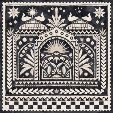 Yüksek çözünürlüklü beyaz tuval üzerinde boya kumaşı ve Shibori yaratıcı desen