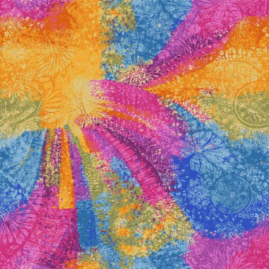 Yüksek çözünürlüklü beyaz tuval üzerinde boya kumaşı ve Shibori yaratıcı desen