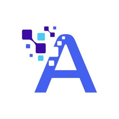 Dijital Yuvarlak Kareli A Harfi Logosu, Vektör