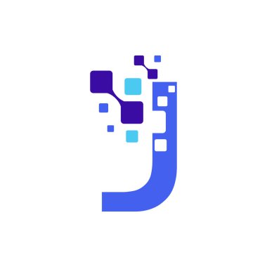 Dijital Yuvarlak Kareli J harfi logosu, Vektör