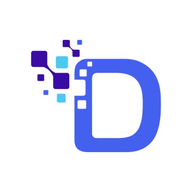 Dijital Yuvarlak Kareli D harfi logosu, Vektör