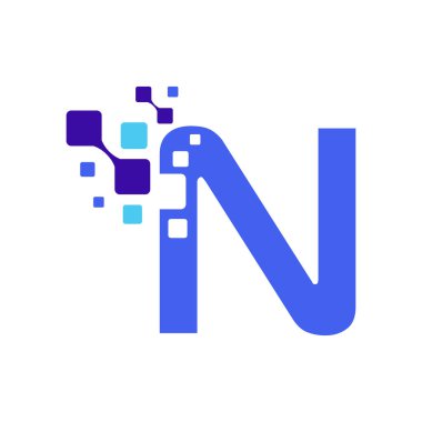 Sayısal Yuvarlak Kareli N Harfi Logosu, Vektör