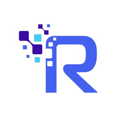 Dijital Yuvarlak Kareli R harfi logosu, Vektör