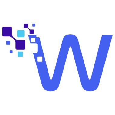 Dijital Yuvarlak Kareli W Harfi Logosu, Vektör