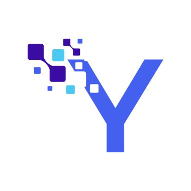 Dijital Yuvarlak Kareli Y harfi logosu, Vektör