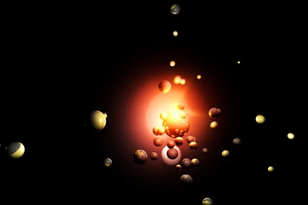 Reflekterande bollar i synliga orange ljus — Stockfoto