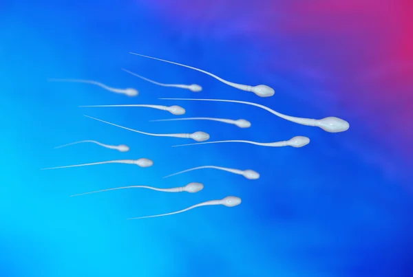 Spermatozoizii albi sau spermatozoizii înoată în partea dreaptă — Fotografie, imagine de stoc