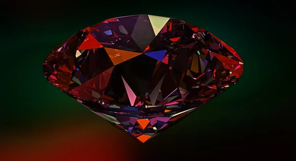 Diamante, pedra preciosa ou cristal refletindo luz sobre fundo vermelho — Fotografia de Stock