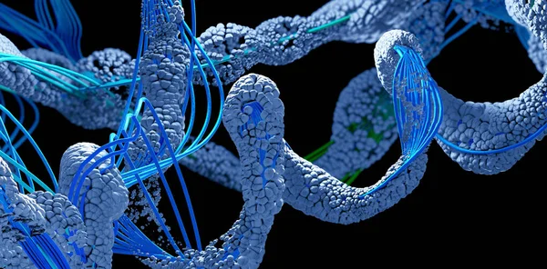 Chain of amino acid or bio molecules called protein - 3d illustration