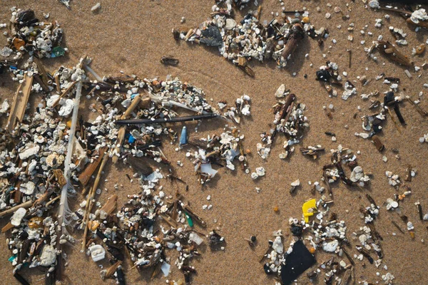 Déchets Plastiques Micro Plastiques Lavés Sur Rivage Océan Atlantique — Photo