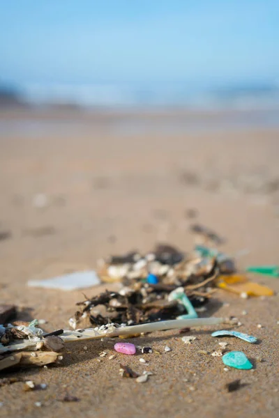 Plastikmüll Und Mikroplastik Ufer Des Atlantiks Gewaschen — Stockfoto