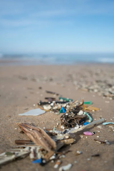 Plastikmüll Und Mikroplastik Ufer Des Atlantiks Gewaschen — Stockfoto