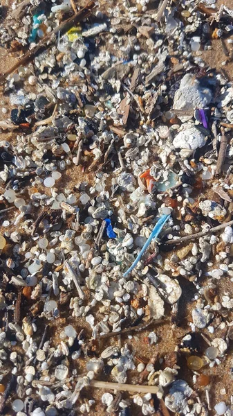 Déchets Plastiques Micro Plastiques Lavés Sur Rivage Océan Atlantique — Photo