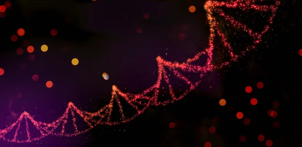 Futuristic illustration of a deoxyribonucleic acid double helix composed of luminous dots - 3d illustration