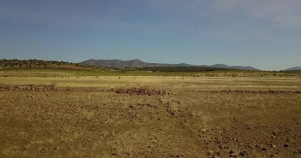 Überflug Einer Sehr Kargen Und Trockenen Landschaft Der Extremadura Südspanien — Stockvideo