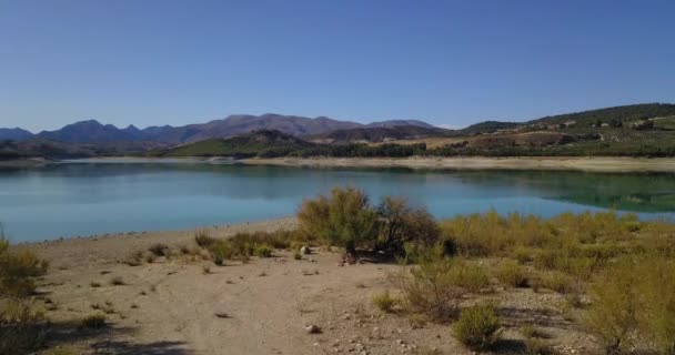 Güney Spanya Extremadura Çorak Kuru Bir Arazide Bulunan Bir Rezervuarın — Stok video