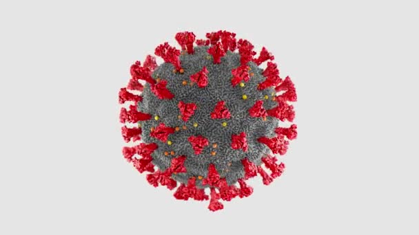 Animación Interminable Virus Corona Envuelto Giratorio Gris Sus Diferentes Proteínas — Vídeo de stock