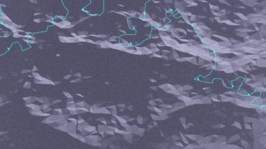 Dağın etrafındaki dolambaçlı yürüyüş yolunun üzerinden üç boyutlu resimle uçmak.