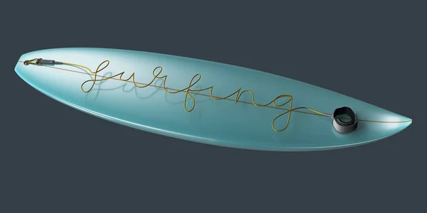 Blue Surfboard Surfing Written Illustration — Stock Photo, Image