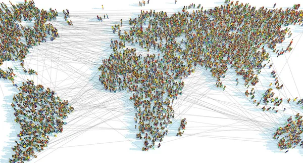 Mapa Del Mundo Que Consta Miles Personas Conectadas Ilustración —  Fotos de Stock