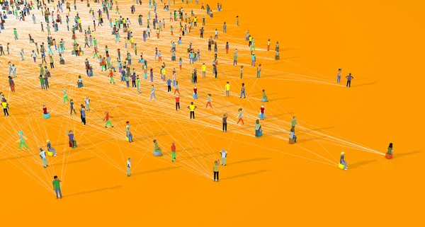 Top view of many different connected people - 3d illustration