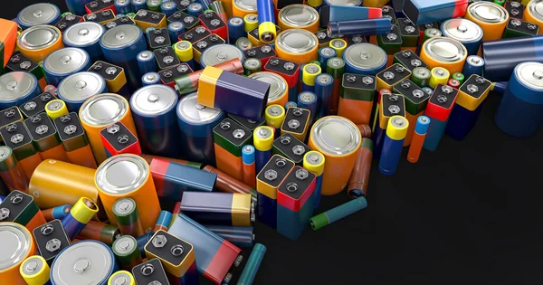 Baterai Konsumen Ditumpuk Dalam Berbagai Jenis Ilustrasi — Stok Foto