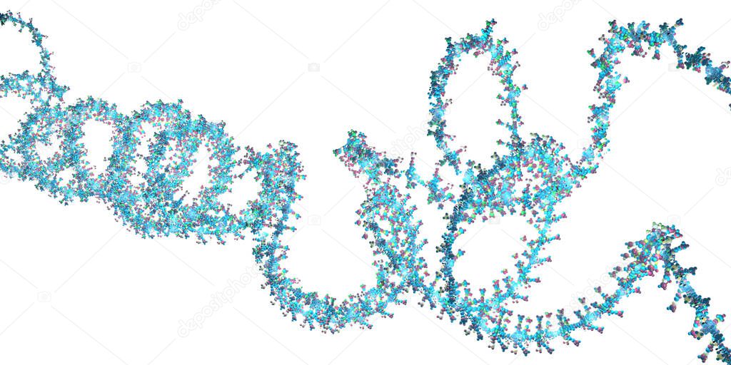 Ribonucleic acid chain from which the deoxyribonucleic acid or DNA is composed - 3d illustration