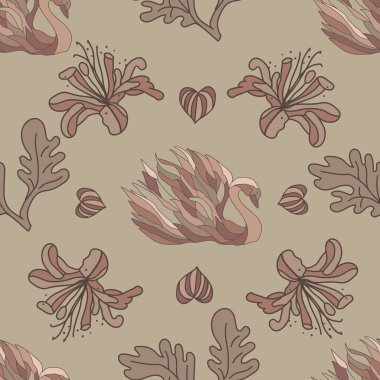 2025 yılının Pantone renginde, Mocha faresi, gölde lüks bir kuğuyla, tarafsız renkler duvar kağıdına çarpıcı bir açıklama yapabilir..