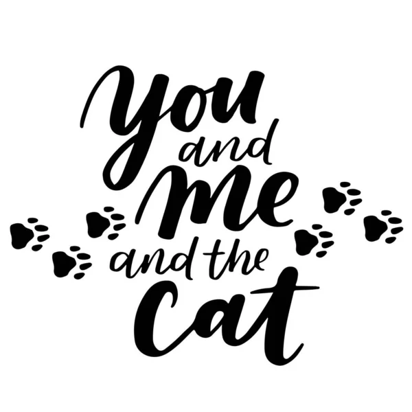 Katt og hund frasen svart-hvitt plakat. Inspirerende sitater om katt, hund og husdyr. Håndskrevne fraser for plakater, typografidesign for t-skjorte – stockvektor