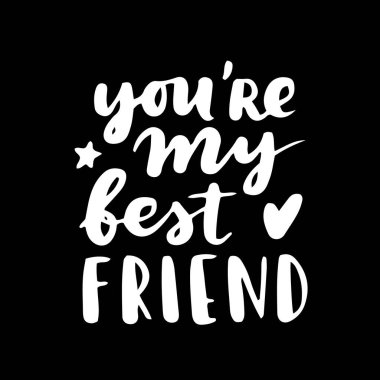 Arkadaşlık Gününüz kutlu olsun. Güzel el yazısı. Sonsuza kadar en iyi arkadaş. Tebrik kartı tipografi şablonu. Modern hat tasarımı elementleri, tırnak içinde, arkadaş ifadesi.