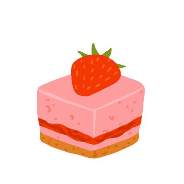 Tatlı Capybara, tatlı ve tatlı vektör seti, Kawaii uyuyan kapibaralı karakterler çilekli pasta, fırın tatlıları. Doğum günü, kafe ve çıkartmalar için samimi yemek çizimleri