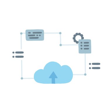 Veri merkezi sunucu altyapısı soğutma sistemi ağ kabloları ve bulut depolama teknolojisi vektör çizimi beyaz arkaplanda izole