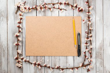 Bahar çiçeği ahşap arka plan üzerinde. Ahşap arka plan bahar çiçekleri