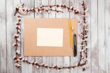 Bahar çiçeği ahşap arka plan üzerinde. Ahşap arka plan bahar çiçekleri