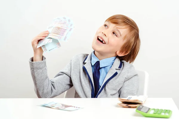 Happy Businessman Money Cash Lottery Winner Businessman Success Money Saving — Stock Photo, Image