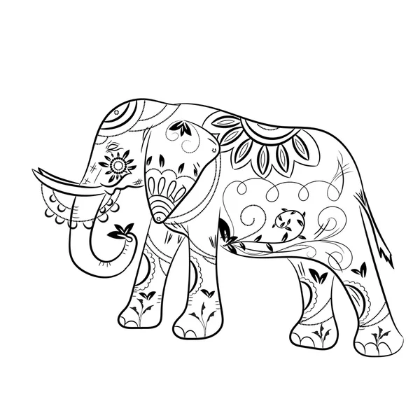 Elefante indio en estilo asiático tradicional . — Vector de stock