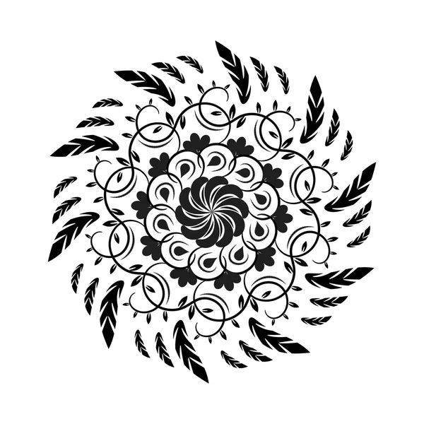 Ornament zwart witte kaart met mandala. — Stockvector