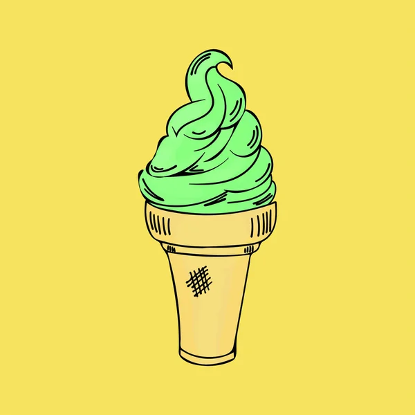 Конус мороженого. Мороженое ровно. Изображение ванильного мороженого. Мороженое . — стоковый вектор