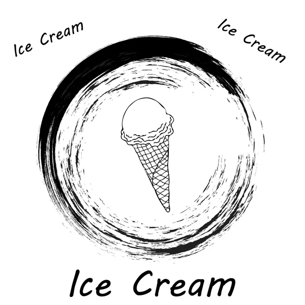 蛋卷冰淇淋。圣代冰淇淋在背景上。冰激淋平。图像的香草冰激淋。孤立的冰激淋. — 图库矢量图片